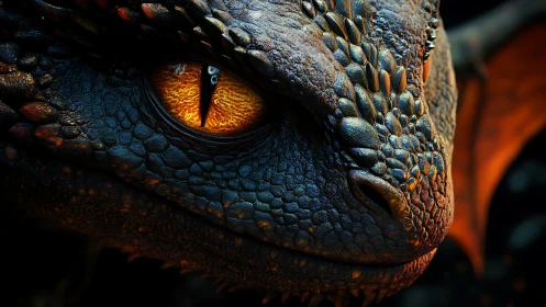 Dragon’s molten gaze dominates a dark, cinematic close‑up