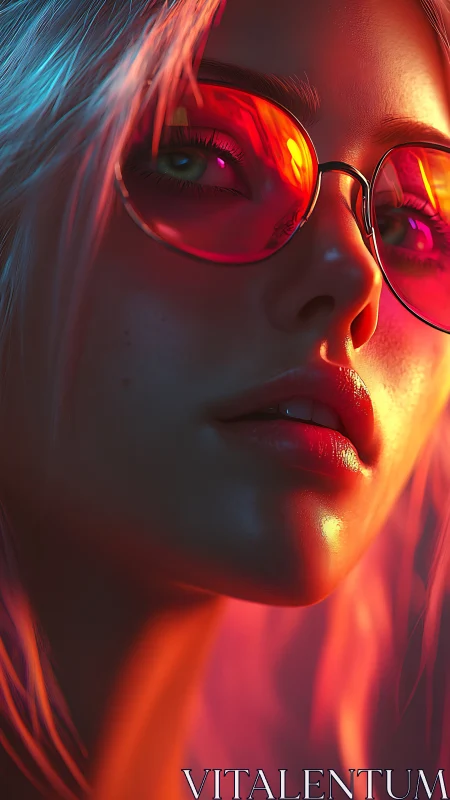 Neon-lit portrait captures cool confidence in vivid color haze