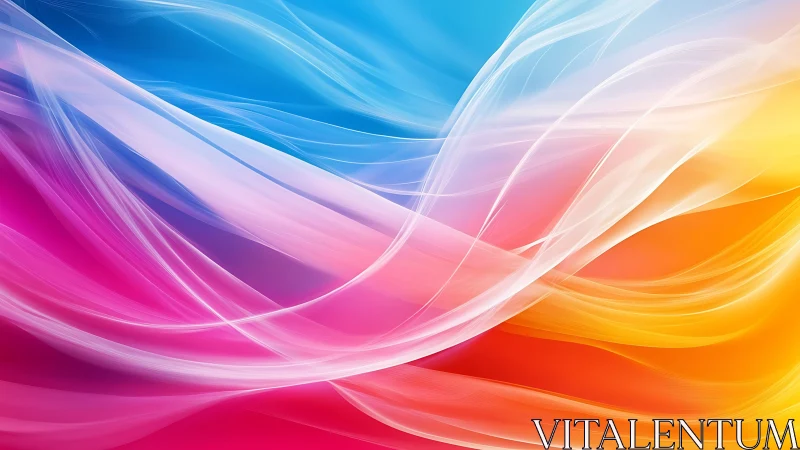 Colorful flowing abstract waves in blue, pink and orange.