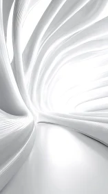 Futuristic white corridor curves into radiant abstract light.