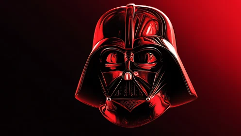 Bold red sci fi helmet glows against a deep shadowed void