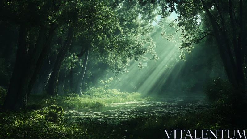 Emerald Cathedral Where Towering Trees Frame Light's Sacred Descent