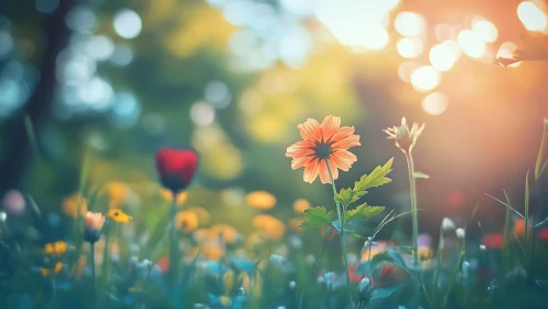 Sunset Garden Whispers: Blooms Dancing in Golden Hour.