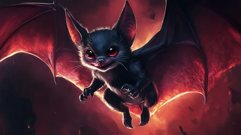 Digital rendering depicts a stylized bat in mid-flight