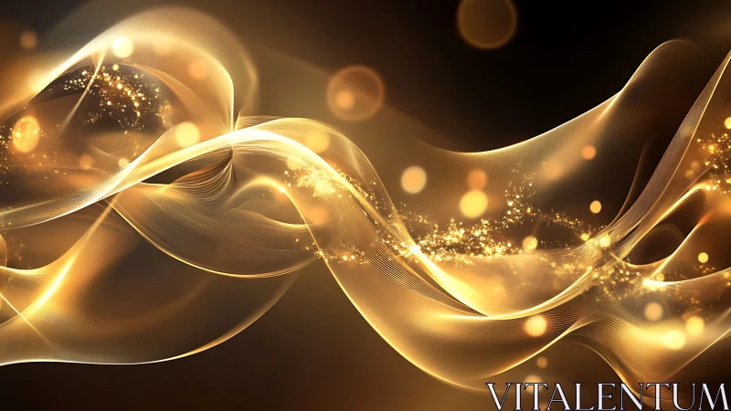 Golden light waves drifting through a dreamy night sky.