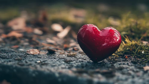 Heart Resting on Earth: Love's Quiet Moment.