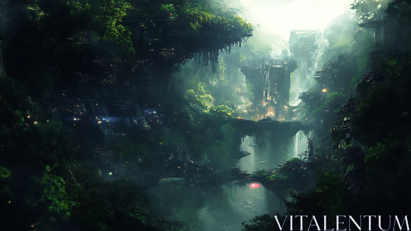 Bioluminescent Mega-City Drowning in Verdant Dreams.