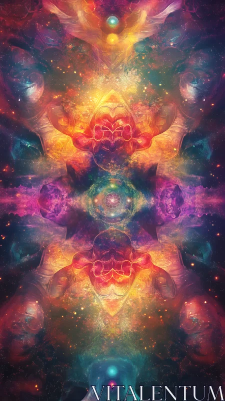 Symmetric cosmic nebula forms a vibrant, meditative portal