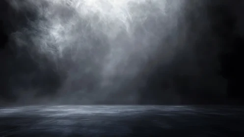 Dense theatrical fog drifts above a dark reflective floor