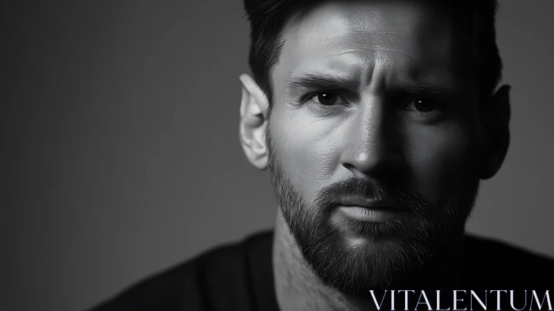 Monochrome male portrait under directional split lighting