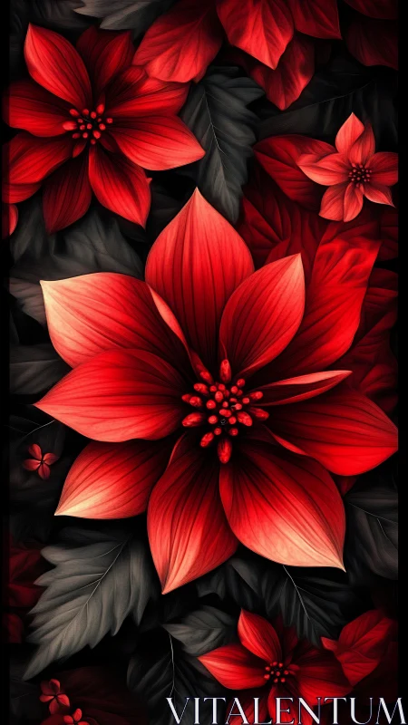 Crimson Floral Arrangement: Digital Still Life with Volumetric Rendering.