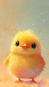Luminous Chick Portrait: Soft Gradient Digital Rendering.