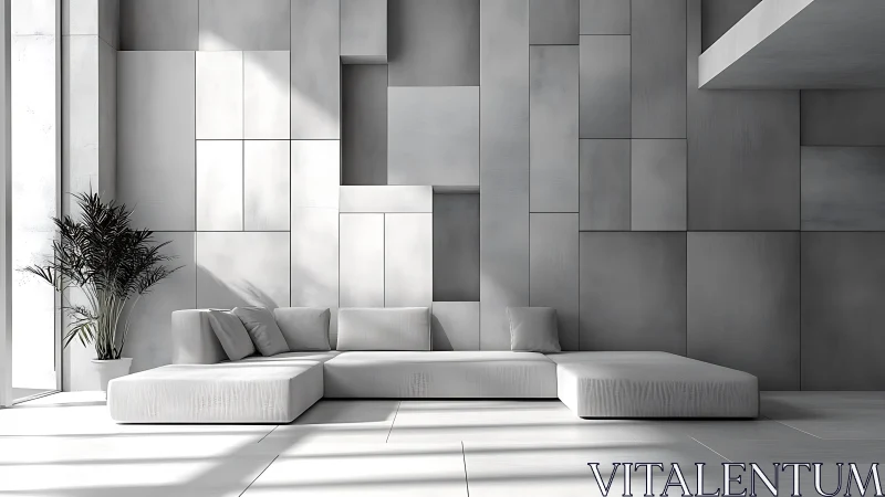 Monolithic Modular Sectional Seating in Geometric Volumetric Interior