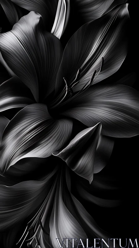 Black and white high contrast floral petals with motion blur