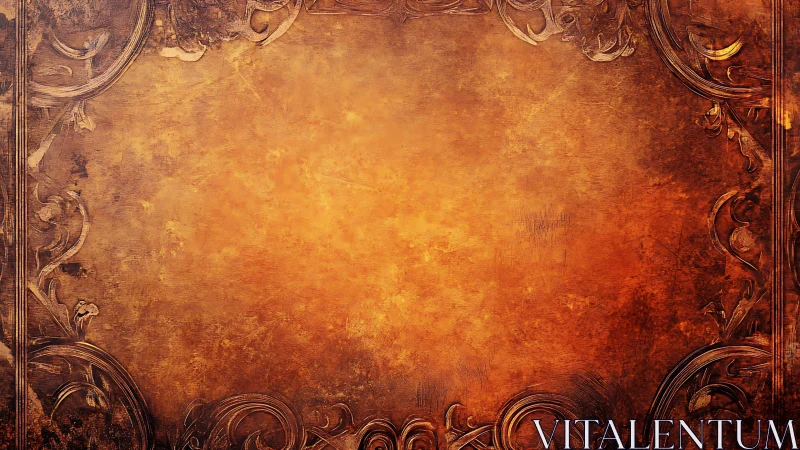 Ornate vintage frame glows with warm textured copper light