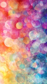 Iridescent pastel bubbles overlap across vibrant gradient field.
