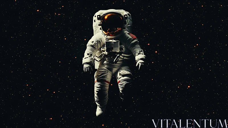 Solitary starwalker drifting through velvet cosmic hush.