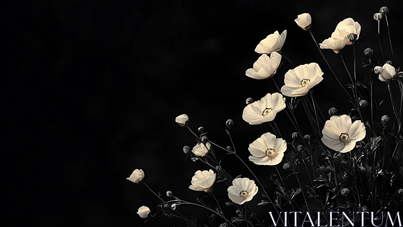 Delicate Blooms Dance Against the Void