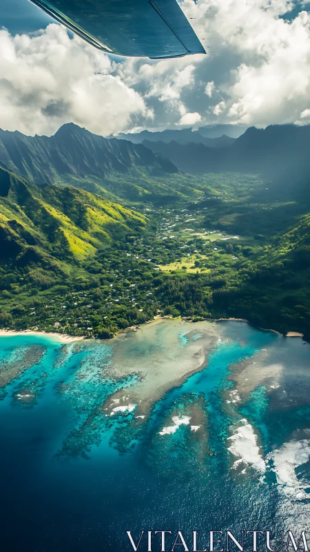 Turquoise Paradise: Aerial View of Volcanic Cliffs & Pristine Waters
