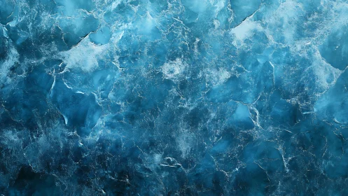 Textured ice field abstraction in layered digital blue tones.