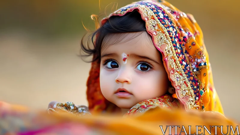 Young Girl in Vibrant Traditional Attire. Indian Heritage.