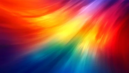Radiant rainbow light sweeps across a vivid abstract sky