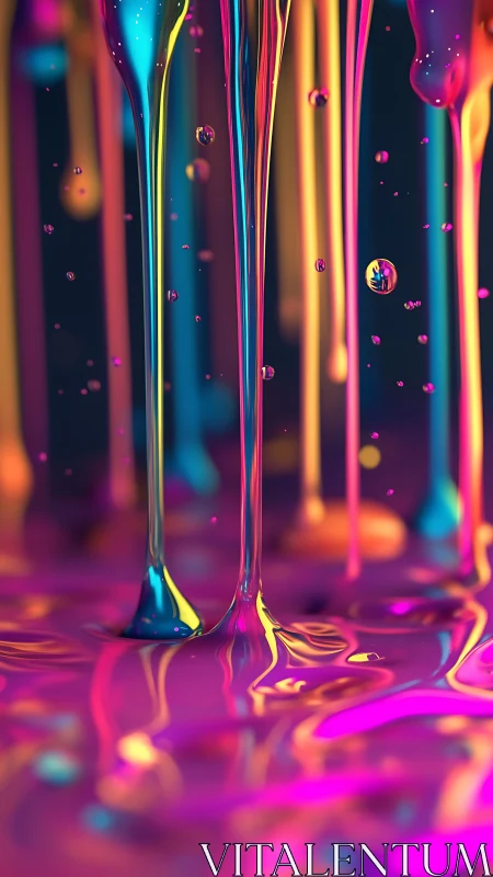 Neon liquid streams cascade in a luminous abstract landscape.