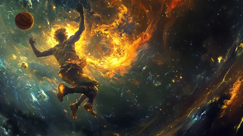 Starborn Hoopslinger Riding a Solar Storm Dunk Arc.