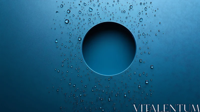 Photorealistic macro circle with radial water droplet field.