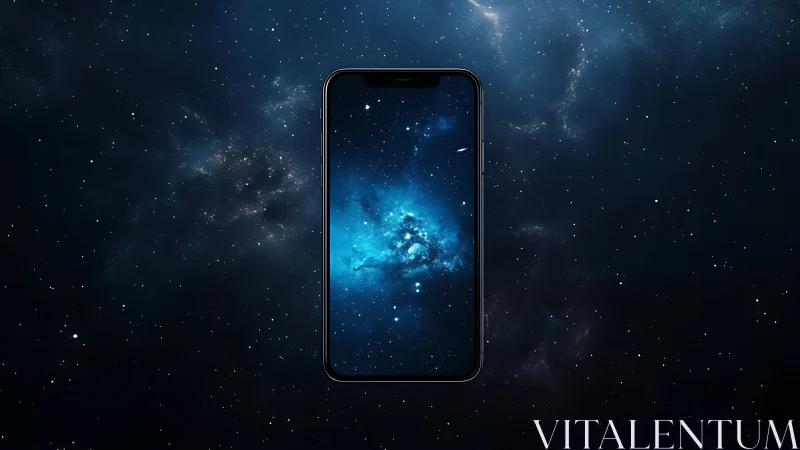 Starry smartphone portal opening a pocket universe.