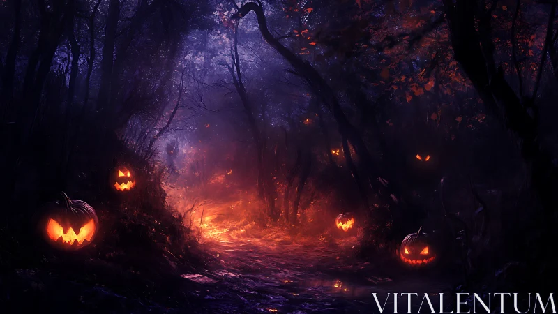 Glowing jack-o&rsquo;-lantern path welcomes a delightfully eerie walk