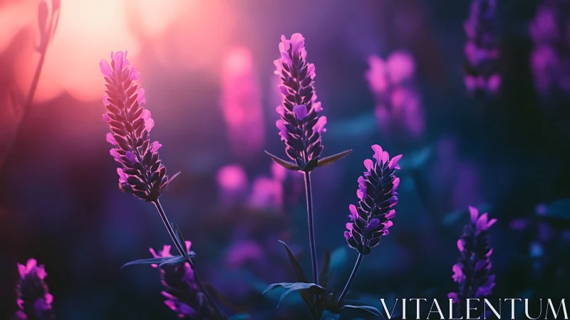 Illuminated flower spikes in gradient light environment.