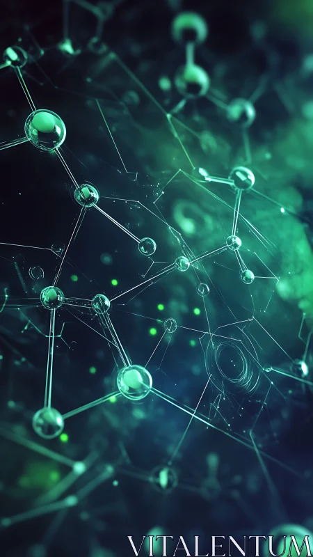 Glowing molecular lattice in emerald scientific abstraction.