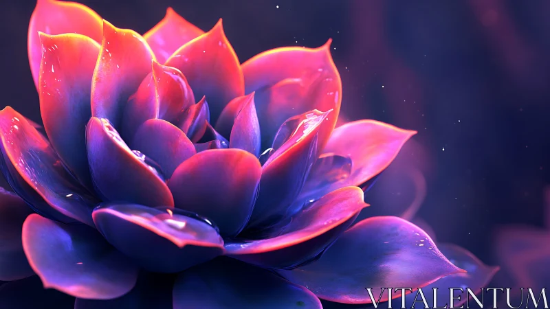 Luminescent Lotus Bloom: Digital Floral Fantasy.