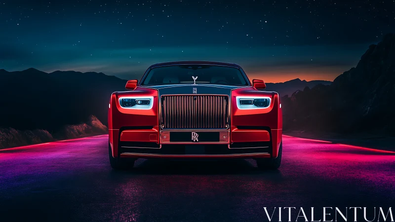 Crimson luxury phantom prowls neon twilight highway nights.