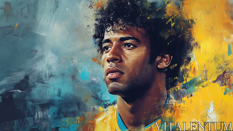 Portrait of young man in textured abstract color field.