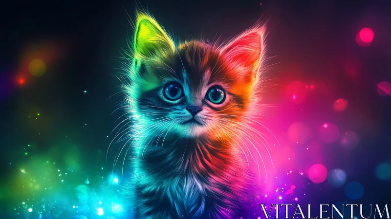 Neon Cat Portrait with Vibrant Gradient Lighting.
