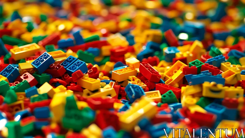 Pile of colorful plastic toy bricks scattered across surface
