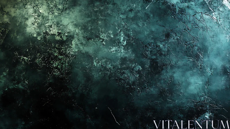 Textured teal and black abstract surface with cracked details.