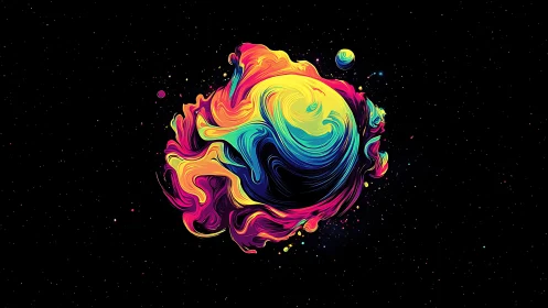 Liquid nebula twirls through cosmic ink like radiant paint