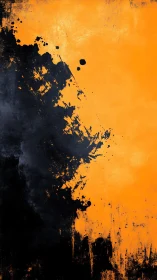 Inkstorm collision on a blazing orange canvas horizon.