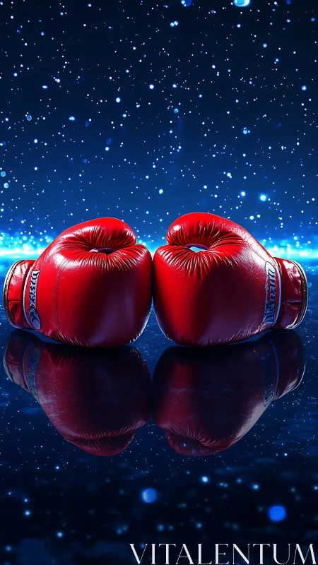 Champion Red Boxing Gloves Under Starlight.