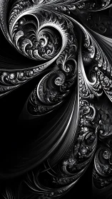 Monochrome fractal swirls with ornate abstract patterns.