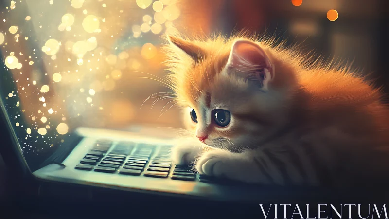 Curious Kitten Discovers the Glowing Screen