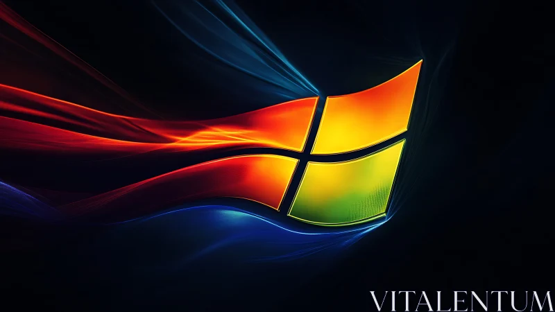 Windows-style quadrants intersect flowing light streak bands