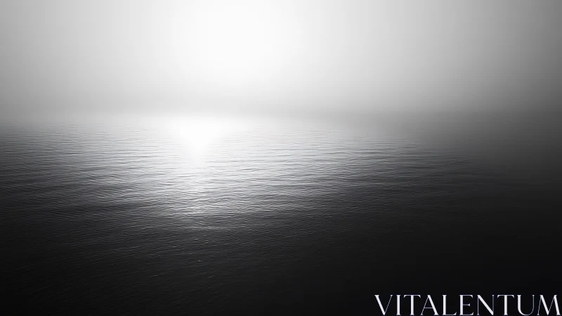 Monochrome seascape with low horizon and diffuse backlight