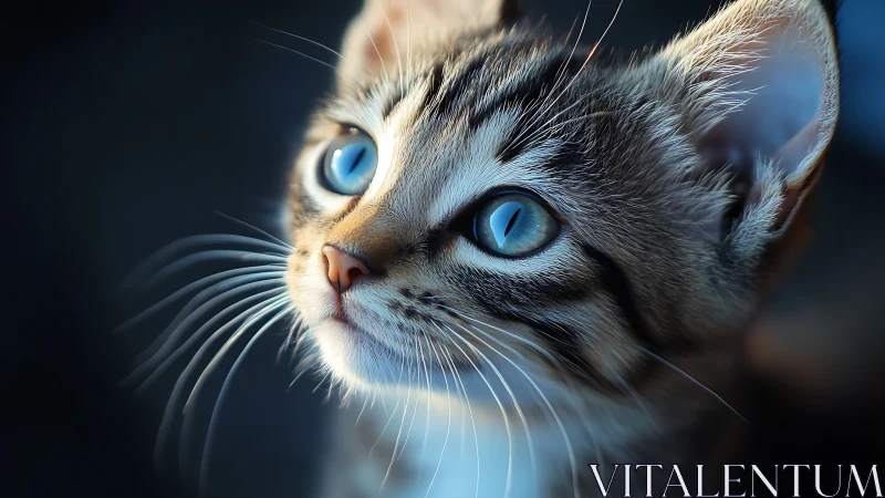 Tabby Cat with Blue Eyes and Striped Markings