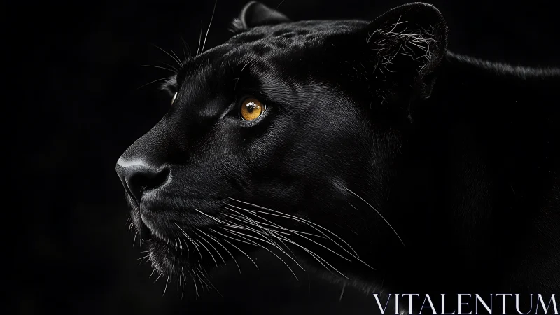Black panther portrait with piercing golden eyes.