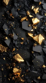 Shattered obsidian plains ignited by molten gold shards.