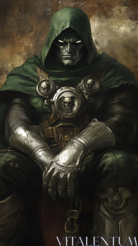 Brooding armored figure resting in a shadowed throne room.